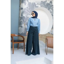 1162-DENIM Pantolon Etek Petrol