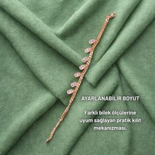 Hazemy Baget Zirkon Taşlı Zarif ve Işıltılı Çelik Vip Bileklik