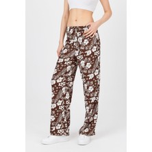 Kahve Bel Lastikli Desenli Pantolon 4725A