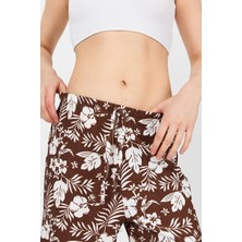 Kahve Bel Lastikli Desenli Pantolon 4725A