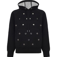 Triko Regular Fit Standart Boy Reglan Kol Kapüşonlu Siyah Kazak