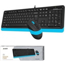 A4Tech FG1010 Kablosuz Q Trk Optic Mouse Siyah/Mavi Multimedya Klavye - Mouse Set