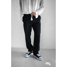 Erkek Baggy Fit Keten Pantolon Siyah