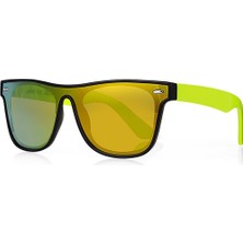 Unisex Güneş Gözlüğü Siyah Parlak Florasan Sap Cam Sarı 2008