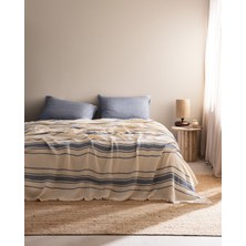 Madame Coco Clair Müslin Tek Kişilik %100 Pamuk Pike Takımı - Ekru/Lacivert