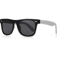 Unisex Güneş Gözlüğü Siyah Parlak Gri Sap Cam Siyah 2008