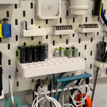 Aa Aaa Pil Düzenleyici Skadis Pegboard Uyumlu Raf (Beyaz)