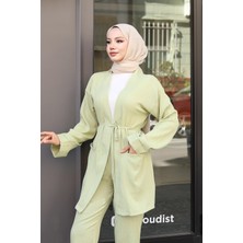 Cep Detaylı Kimono Takım Mint Yeşili