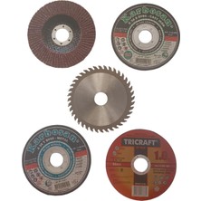 Kesici Taş Seti 5li 115MM Mermer Ahşap Granit Demir Fayans Kesme Disk Seti Takımı