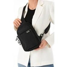 Sanmorris 6004 Paraşüt Kumaş Çapraz Askılı Bodybag Çanta Siyah