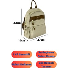 Bolsas Saten Kumaş Kadın Sırt Çanta Krem 1046