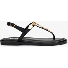 Valmenti Kadın  Deri Siyah Deri Parmak Arası Sandalet 1062 1000 Bn Sndlt Y25 Sıyah Dr