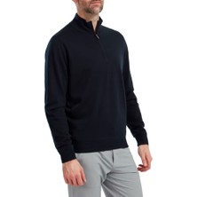 Footjoy Yün Karışımı Yarım Fermuarlı Astarlı Kazak Lacivert 90210