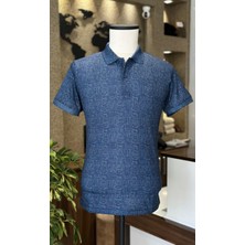 Desenli Polo Yaka Erkek Tişört Lacivert