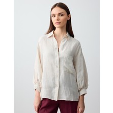 Jimmy Key  Taş Rahat Kesim Truvakar Kol Dokuma Keten Gömlek