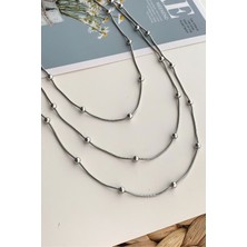 ÇLK Accessories Çelik 3 Lü Topçuk Zincir Çelik Kolye TRKOLYE5843 YB37503