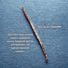 Hazemy Zirkon Taşlı 14K Altın Renkli Zarif Bileklik Vip Model