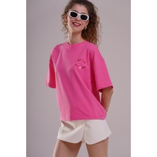 Afloow Kadın Pembe Oversize Tişört - Let It Go Baskılı