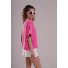Afloow Kadın Pembe Oversize Tişört - Let It Go Baskılı