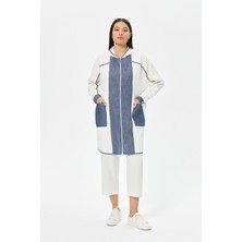 Denim ve File Kombinli Rahat Kalıp Giy Çık Ceket  Laci