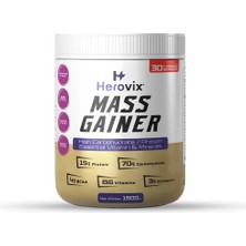 Herovix Mass Gainer 1500 gr Çikolata Aromalı – Yüksek Karbonhidrat & Protein – Bcaa ve B6 Vitaminli