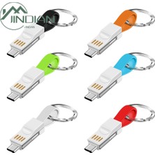 Android iPhone Için Taşınabilir 3'ü 1 Arada Mikro USB Tip-C Şarj Kablosu Kablosu Anahtarlığı (Yurt Dışından)