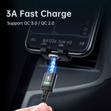 Kuulaa LED Manyetik USB Kablosu 3A Hızlı Şarj Tipi C Kablo Mıknatıs Şarj Cihazı Mikro USB Kablosu iPhone Xiaomi Poco Samsung Kablosu (Yurt Dışından)