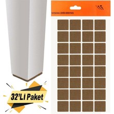 Yapışkanlı Keçe Mobilya Sandalye Masa Parke Zemin Koruyucu Kare 25 x 25 mm (32'li)