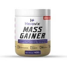 Herovix Mass Gainer 400 gr Çikolata Aromalı – Yüksek Karbonhidrat & Protein – Bcaa ve B6 Vitaminli