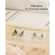 6 Raflı Çok Amaçlı, Geniş, Katlanabilir Dolap, Ayakkabılık ve Raf, Antrasit Gri