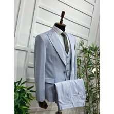 Keten Yelekli Slim Fit Takım Elbise