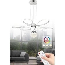 Istanbul Avize Papatya Gümüş 3 Renk Ledli Kumandalı Modern LED Avize