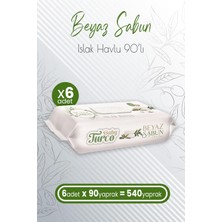 Baby Turco Islak Havlu Beyaz Sabun Kokulu 90' Lı x 6 Adet (540 Yaprak)