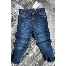 Erkek Çocuk Çift Cepli Likralı Gabardin Mavi Jean Pantolon