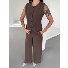 Kadın Pantolon&yelek Ikili Takım Düğmeli Yelek,pantolon Özel Tasarım Takım