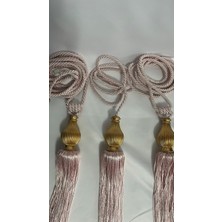 Pembe Braçol Kornişe Takma (Üçlü Set) Altın Kuka Tavan Yan Bağlama Perde Toplama Aksesuarı Perde Bağlama Ipi