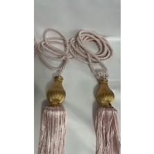 Pembe Braçol Kornişe Takma (Üçlü Set) Altın Kuka Tavan Yan Bağlama Perde Toplama Aksesuarı Perde Bağlama Ipi