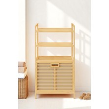 Digithome Bambu Xl Kirli Sepetli 3 Raflı Çok Amaçlı Banyo Düzenleyici Çamaşır Sepeti Organizer DB-0011