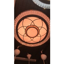 Deniz Işık Evi 40CM Çapında Kristal Taşlı Üç Renk LED Plafonyer Avize