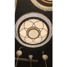 Deniz Işık Evi 40CM Çapında Kristal Taşlı Üç Renk LED Plafonyer Avize