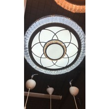 Deniz Işık Evi 40CM Çapında Kristal Taşlı Üç Renk LED Plafonyer Avize