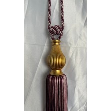 Bordo ve Pembe Karışımı Braçol Kornişe Takma (Üçlü Set) Altın Kuka Tavan Yan Bağlama Perde Toplama Aksesuarı Perde Bağlama Ipi