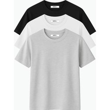 Erkek 3’lü Basic Regular Fit Bisiklet Yaka Tişört Seti