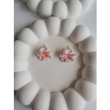 Leyya Jewelry Inci Detaylı Pembe Mineli Çiçek Küpe