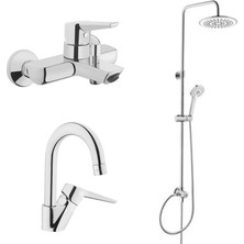 Artema Solid S Banyo Bataryası + Kuğu Lavabo Bataryası + 3c Duş Sistemi