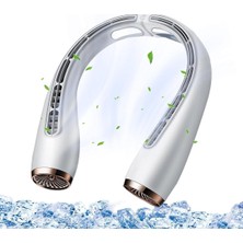Kanatsız Boyun Fanı - Şarj Edilebilir Taşınabilir 3 Vites Ayarlanabilir 4000 Mah Akülü