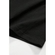 Erkek Siyah  Oversize Kesim Bisiklet Yaka Oversize Tişört