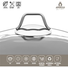 Amboss Dark Granit Basık Tencere Cam Kapaklı Yanmaz Yapışmaz Titanyum Kaplama   - 26 cm