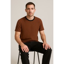 Unisex Kahverengi Basic T-Shirt - Kahverengi