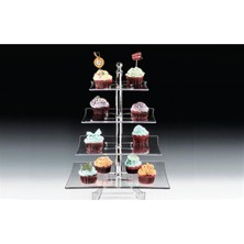 Polycarbonat Tepsili 4  Katlı Teşhir Standı(20-25-30-35 cm )